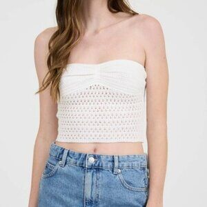 CANT SEE IT WHITE CROCHET TUBE TOP